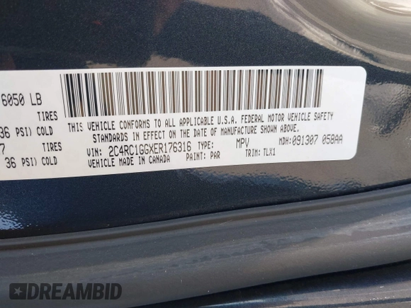 2014 Chrysler Town & Country Limited with VIN 2C4RC1GGXER176316, listed as a IAAI auction lot 41423119 with 150,109 mi miles and . Bid and sale history available at DreamBid. Image 9.