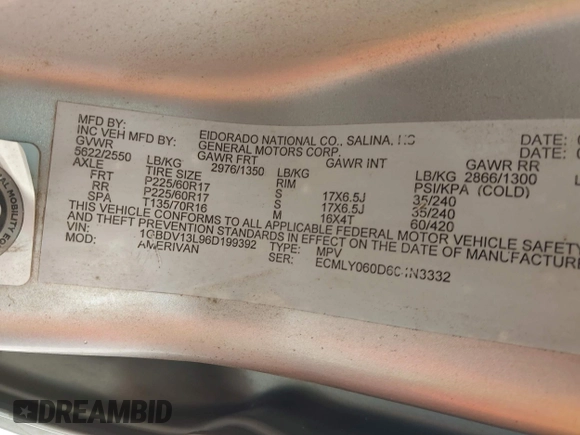 2006 Chevrolet Uplander LS Fleet z VIN 1GBDV13L96D199392, wystawiony jako IAAI lot #42272780 z przebiegiem 81 730 mil mil oraz . Historia ofert i sprzedaży dostępna na DreamBid. Obrazek 9.