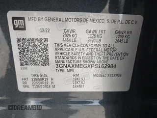 2023 Chevrolet Equinox RS with VIN 3GNAXMEGXPS162984, listed as a IAAI auction lot 42376766 with 46,402 mi miles and . Bid and sale history available at DreamBid. Image 9.