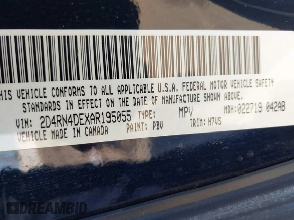 2010 Dodge Grand Caravan SE with VIN 2D4RN4DEXAR195055, listed as a IAAI auction lot 42012341 with 90,748 mi miles and . Bid and sale history available at DreamBid. Image 9.