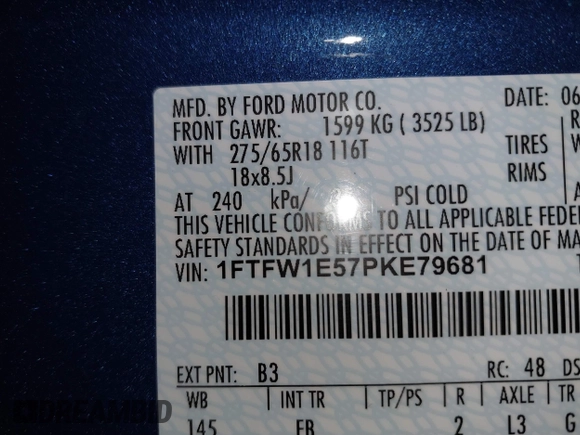 2023 Ford F-150 XL with VIN 1FTFW1E57PKE79681, listed as a IAAI auction lot 41667502 with 17,198 mi miles. Bid and sale history available at carsss.com. Image 9.