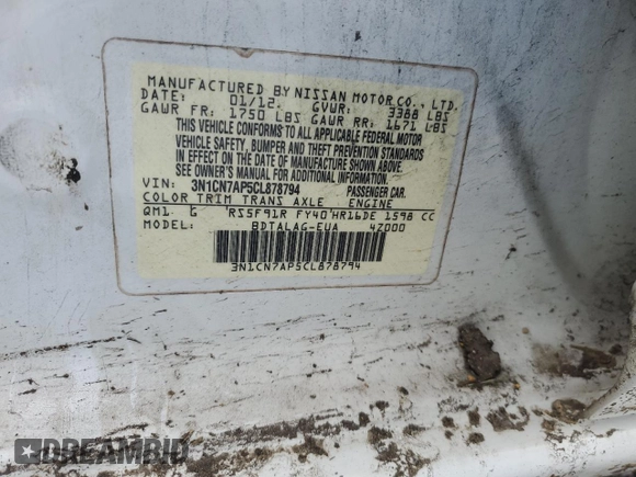 2012 Nissan Versa S with VIN 3N1CN7AP5CL878794, listed as a Copart auction lot 85910814 with 186,308 mi miles and Salvage Title. Bid and sale history available at carsss.com. Image 14.