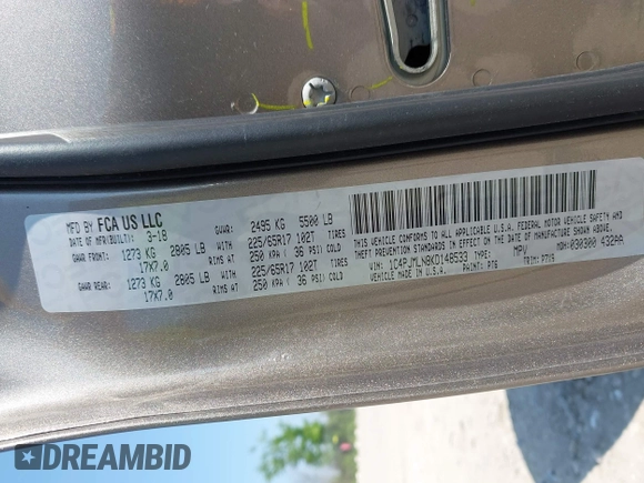 2019 Jeep Cherokee Latitude Plus with VIN 1C4PJMLN8KD148533, listed as a IAAI auction lot 42480637 with 63,473 mi miles and . Bid and sale history available at DreamBid. Image 9.