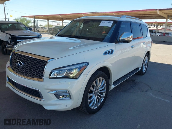 2016 Infiniti QX80 with VIN JN8AZ2NDXG9800865, listed as a IAAI auction lot 42827188 with 132,030 mi miles and . Bid and sale history available at DreamBid. Image 6.