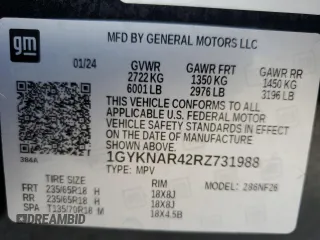 2024 Cadillac XT5 FWD Luxury with VIN 1GYKNAR42RZ731988, listed as a Copart auction lot 72777544 with 5,965 mi miles and Salvage title. Bid and sale history available at DreamBid. Image 13.