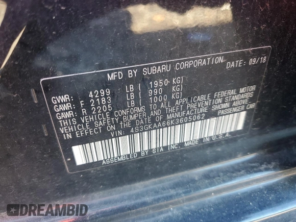 2019 Subaru Impreza with VIN 4S3GKAA66K3605062, listed as a Copart auction lot 55944255 with 72,092 mi miles and Salvage title. Bid and sale history available at DreamBid. Image 13.