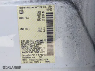 2015 Nissan LEAF SV with VIN 1N4AZ0CP7FC332890, listed as a IAAI auction lot 41632099 with 94,466 mi miles. Bid and sale history available at carsss.com. Image 9.