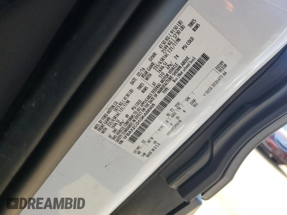 2016 Ford Transit XL with VIN 1FBAX2CG1GKA88905, listed as a Copart auction lot 55480785 with 116,156 mi miles and Clean title. Bid and sale history available at DreamBid. Image 13.