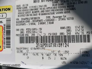 2018 Ford Fusion Hybrid SE with VIN 3FA6P0LU7JR188124, listed as a IAAI auction lot 41760184 with 74,731 mi miles. Bid and sale history available at carsss.com. Image 9.