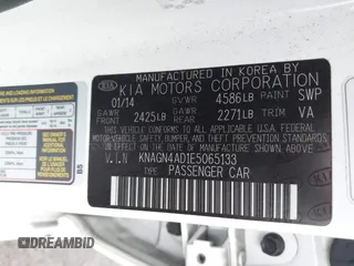 2014 Kia Optima EX with VIN KNAGN4AD1E5065133, listed as a IAAI auction lot 42157506 with 128,198 mi miles and . Bid and sale history available at DreamBid. Image 9.
