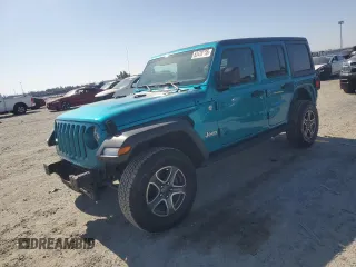 2020 Jeep Wrangler Unlimited Sport S with VIN 1C4HJXDG7LW110125, listed as a Copart auction lot 62470755 with 81,594 mi miles and Salvage title. Bid and sale history available at DreamBid. Image 1.