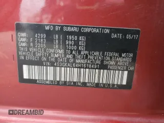 2017 Subaru Impreza Special Sports с VIN 4S3GKAL64H1618491, выставлен на аукционе Copart как лот 54109455 с пробегом 120 999 миль миль и Списание • Salvage title. История ставок и продаж доступна на DreamBid. Изображение 12.