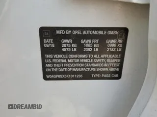 2019 Buick Regal Essence with VIN W04GP6SX5K1011235, listed as a Copart auction lot 61972785 with 109,442 mi miles and Clean title. Bid and sale history available at DreamBid. Image 12.