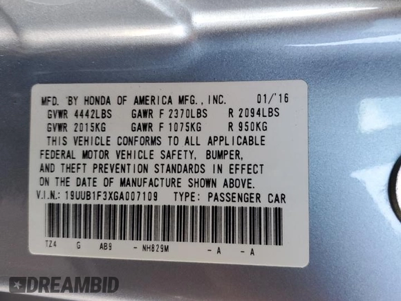2016 Acura TLX with VIN 19UUB1F3XGA007109, listed as a Copart auction lot 50019095 with 83,741 mi miles and Salvage Title. Bid and sale history available at carsss.com. Image 14.