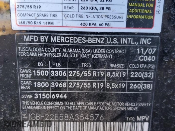 2008 Mercedes-Benz GL-Class 3.0L CDI with VIN 4JGBF22E58A354576, listed as a Copart auction lot 47213745 with 220,589 mi miles and Salvage Title. Bid and sale history available at carsss.com. Image 13.