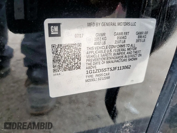 2018 Chevrolet Malibu LT z VIN 1G1ZD5ST5JF113062, wystawiony jako Copart lot #56351525 z przebiegiem 157 342 mil mil oraz Szkody całkowita. Historia ofert i sprzedaży dostępna na DreamBid. Obrazek 13.