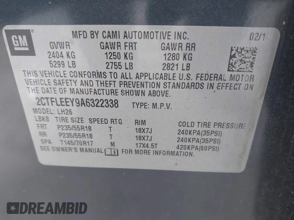 2010 GMC Terrain SLE-2 с VIN 2CTFLEEY9A6322338, выставлен на аукционе IAAI как лот 41286797 с пробегом 112 399 миль миль и . История ставок и продаж доступна на DreamBid. Изображение 9.
