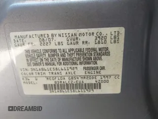 2008 Nissan Sentra S z VIN 3N1AB61E58L611929, wystawiony jako IAAI lot #42025636 z przebiegiem 193 438 mil mil oraz . Historia ofert i sprzedaży dostępna na DreamBid. Obrazek 9.