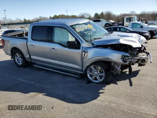 2024 Ford F-150 XLT with VIN 1FTFW3LD0RFA89460, listed as a Copart auction lot 49730405 with 0 mi miles and Salvage Title. Bid and sale history available at carsss.com. Image 4.