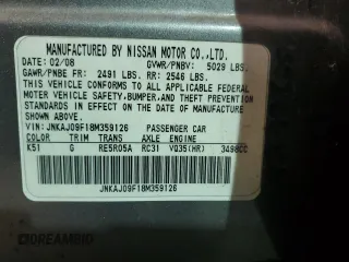 2008 Infiniti EX Journey with VIN JNKAJ09F18M359126, listed as a Copart auction lot 58871174 with 206,310 mi miles and Clean Title. Bid and sale history available at DreamBid. Image 12.