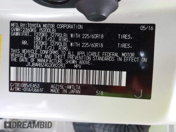2016 Lexus NX 200t with VIN JTJBARBZ4G2082283, listed as a IAAI auction lot 42033030 with 99,575 mi miles. Bid and sale history available at carsss.com. Image 9.