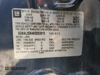 2014 Chevrolet Captiva Sport LT with VIN 3GNAL3EK4ES553815, listed as a Copart auction lot 75182794 with 147,659 mi miles and Salvage Title. Bid and sale history available at DreamBid. Image 13.