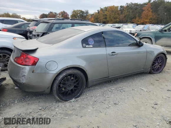 2007 Infiniti G35 Coupe with VIN JNKCV54E17M902823, listed as a Copart auction lot 78469454 with 0 mi miles and Salvage Title. Bid and sale history available at carsss.com. Image 3.