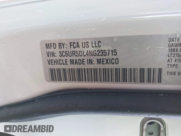 2022 Ram 2500 Lone Star z VIN 3C6UR5DL4NG235715, wystawiony jako IAAI lot #41753908 z przebiegiem 24 578 mil mil oraz . Historia ofert i sprzedaży dostępna na DreamBid. Obrazek 9.