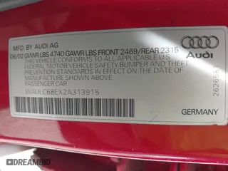 2002 Audi A4 1.8T with VIN WAULC68EX2A313915, listed as a IAAI auction lot 40235630 with 139,422 mi miles. Bid and sale history available at carsss.com. Image 9.