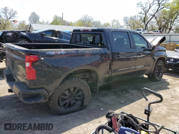 2021 Chevrolet Silverado 1500 RST with VIN 1GCUYEEL0MZ116018, listed as a Copart auction lot 52501555 with Not Provided miles and Salvage Title. Bid and sale history available at DreamBid. Image 3.