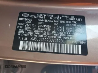 2016 Hyundai Tucson Sport with VIN KM8J33A22GU251291, listed as a Copart auction lot 52019285 with 120,218 mi miles and Salvage Title. Bid and sale history available at carsss.com. Image 12.