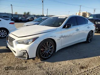 2019 Infiniti Q50 RED SPORT 400 with VIN JN1FV7AP9KM760409, listed as a Copart auction lot 77461464 with 96,589 mi miles and Salvage Title. Bid and sale history available at carsss.com. Image 1.