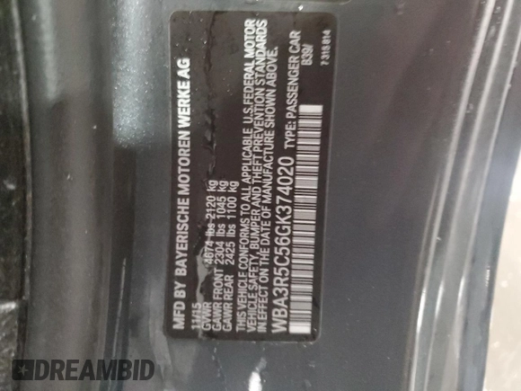 2016 BMW 4 Series 435i xDrive z VIN WBA3R5C56GK374020, wystawiony jako Copart lot #44822795 z przebiegiem 82 744 mil mil oraz Szkoda całkowita • Salvage title. Historia ofert i sprzedaży dostępna na DreamBid. Obrazek 14.