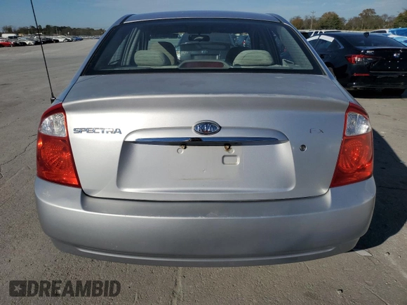 2006 Kia Spectra EX with VIN KNAFE121965372856, listed as a Copart auction lot 77365514 with 316,947 mi miles and Clean Title. Bid and sale history available at carsss.com. Image 6.