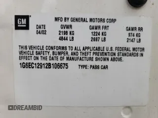 2002 Cadillac Eldorado z VIN 1G6EC12912B106675, wystawiony jako Copart lot #47630055 z przebiegiem 75 354 mil mil oraz Nie do naprawy • Non repairable. Historia ofert i sprzedaży dostępna na DreamBid. Obrazek 12.
