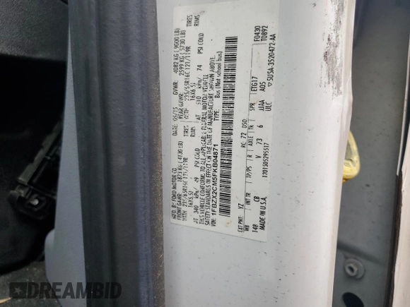 2015 Ford Transit XL z VIN 1FBZX2CM5FKB04871, wystawiony jako Copart lot #60743005 z przebiegiem 657 531 mil mil oraz Czysty tytuł • Clean title. Historia ofert i sprzedaży dostępna na DreamBid. Obrazek 12.
