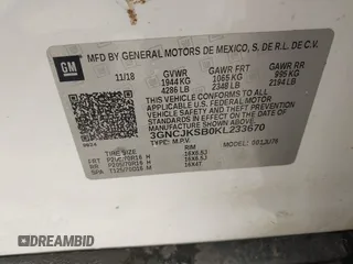 2019 Chevrolet Trax LS with VIN 3GNCJKSB0KL233670, listed as a IAAI auction lot 42161810 with 131,486 mi miles. Bid and sale history available at carsss.com. Image 9.