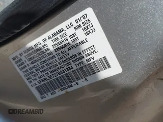 2007 Honda Odyssey EX-L with VIN 5FNRL38757B431334, listed as a IAAI auction lot 42026018 with 135,898 mi miles. Bid and sale history available at carsss.com. Image 9.