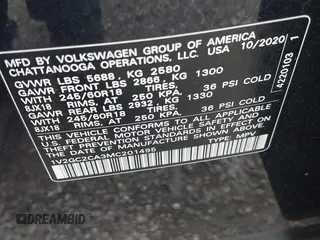 2021 Volkswagen Atlas S with VIN 1V2GC2CA3MC201495, listed as a IAAI auction lot 42044554 with 33,097 mi miles and . Bid and sale history available at DreamBid. Image 9.