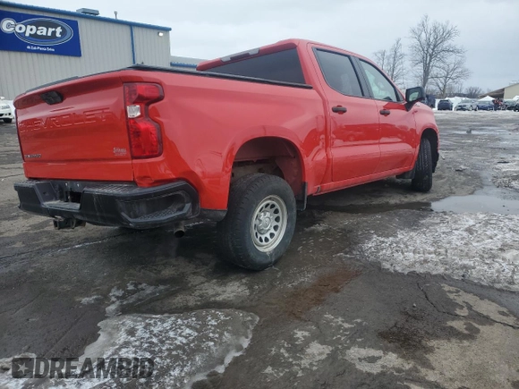 2021 Chevrolet Silverado 1500 Work Truck with VIN 1GCPYAEH3MZ139150, listed as a Copart auction lot 45953515 with 55,394 mi miles and Salvage Title. Bid and sale history available at DreamBid. Image 3.