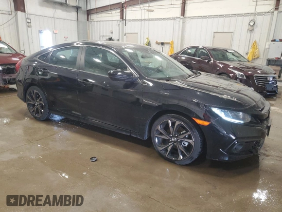 2019 Honda Civic Sport with VIN 2HGFC2F85KH590674, listed as a Copart auction lot 54452595 with 12,610 mi miles and Salvage Title. Bid and sale history available at DreamBid. Image 4.