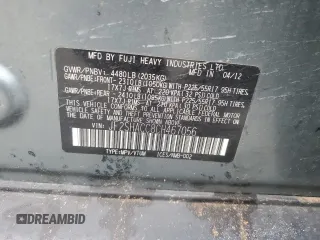 2012 Subaru Forester X Premium with VIN JF2SHACC8CH467056, listed as a Copart auction lot 56071135 with Not provided miles and Salvage title. Bid and sale history available at DreamBid. Image 12.