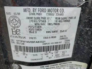 2009 Ford F-150 XL z VIN 1FTPW14V09FA83321, wystawiony jako Copart lot #52764945 z przebiegiem 351 723 mil mil oraz Szkoda całkowita • Salvage title. Historia ofert i sprzedaży dostępna na DreamBid. Obrazek 14.