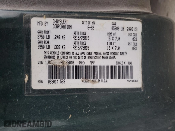 1993 Jeep Grand Cherokee Laredo with VIN 1J4GZ58S7PC125040, listed as a Copart auction lot 78846954 with 149,531 mi miles and Salvage Title. Bid and sale history available at carsss.com. Image 12.