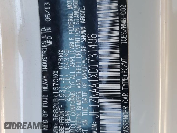 2013 Scion FR-S z VIN JF1ZNAA1XD1731496, wystawiony jako Copart lot #88248615 z przebiegiem 150 921 mil mil oraz Szkoda całkowita • Salvage title. Historia ofert i sprzedaży dostępna na DreamBid. Obrazek 14.