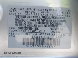 2014 Nissan Note SV with VIN 3N1CE2CP6EL418787, listed as a IAAI auction lot 42540009 with 99,508 mi miles and . Bid and sale history available at DreamBid. Image 9.