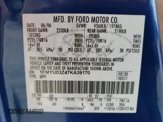 2007 Ford Escape XLT with VIN 1FMYU03Z47KA39170, listed as a Copart auction lot 75157914 with 141,672 mi miles and Salvage Title. Bid and sale history available at carsss.com. Image 16.
