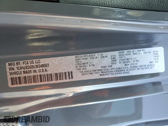 2020 Jeep Wrangler Unlimited Willys with VIN 1C4HJXDG5LW348507, listed as a Copart auction lot 77000574 with 57,056 mi miles and Salvage title. Bid and sale history available at DreamBid. Image 14.
