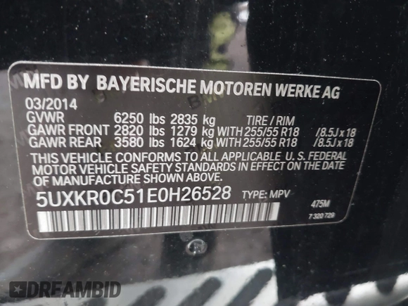 2014 BMW X5 xDrive35i z VIN 5UXKR0C51E0H26528, wystawiony jako IAAI lot #42027626 z przebiegiem 87 228 mil mil oraz . Historia ofert i sprzedaży dostępna na DreamBid. Obrazek 9.