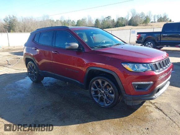 2021 Jeep Compass 80th Anniversary with VIN 3C4NJCEB1MT549133, listed as a IAAI auction lot 41263148 with 88,280 mi miles and . Bid and sale history available at carsss.com. Image 1.